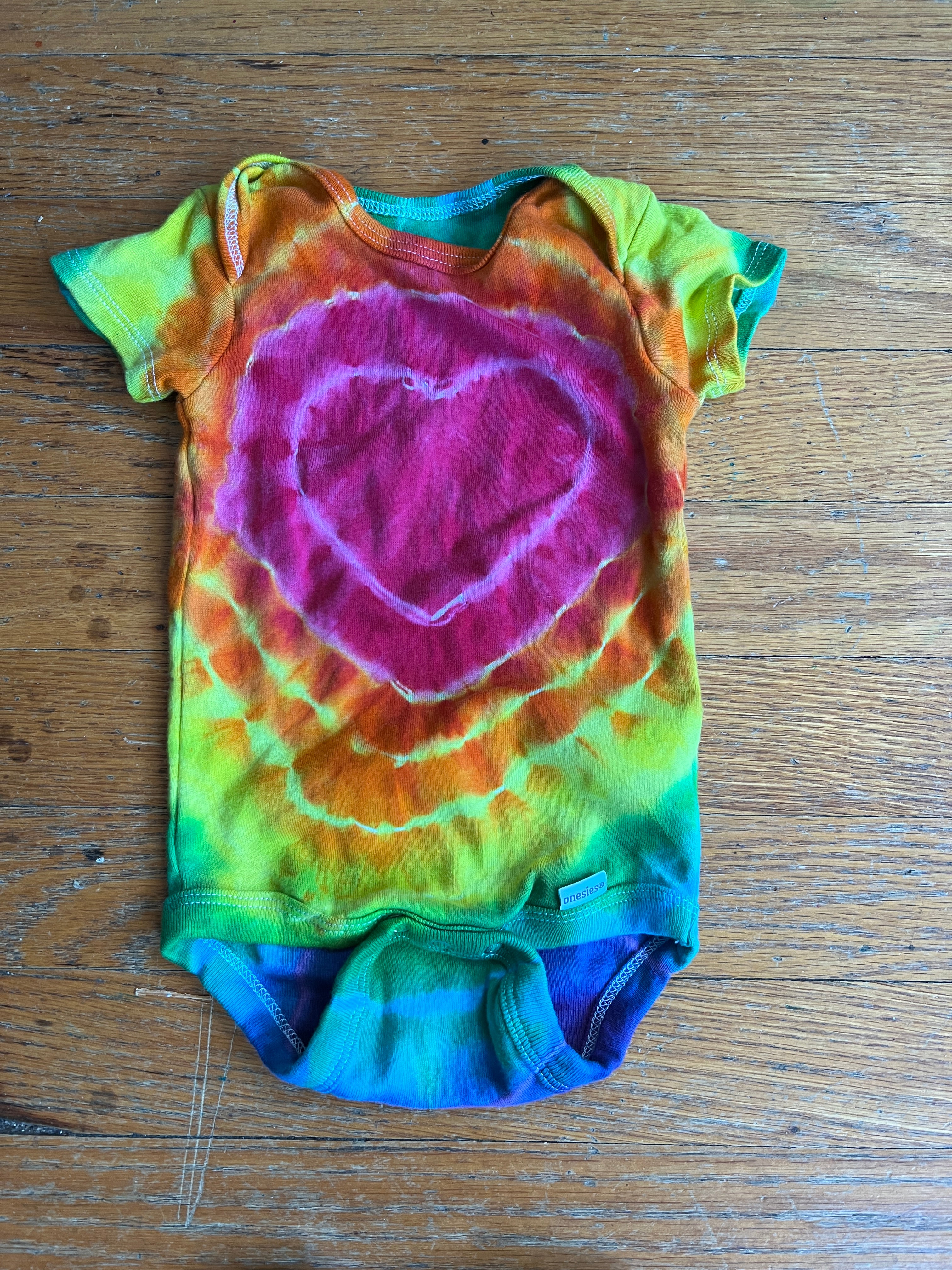 Kids Baby Onesie 3 6 M Rainbow Heart Tie Dye Hand Dyed